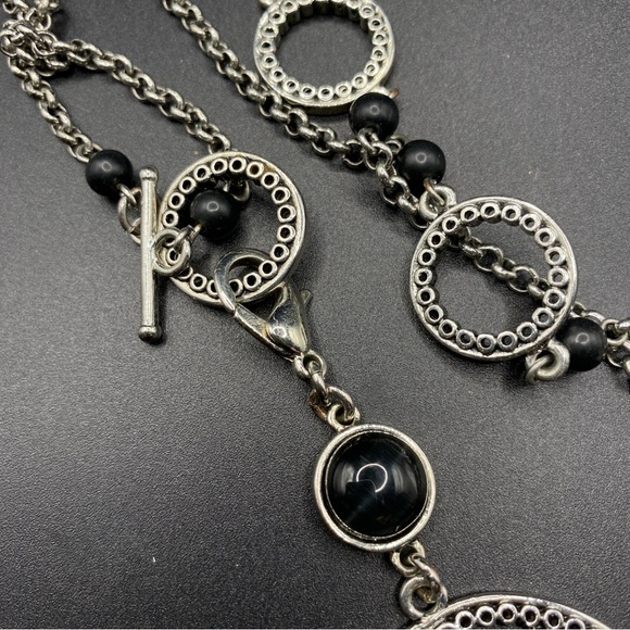 LIA SOPHIA Silver Tone Tassel Toggle Clasp Necklace Detachable Pendant Long - Picture 2 of 11